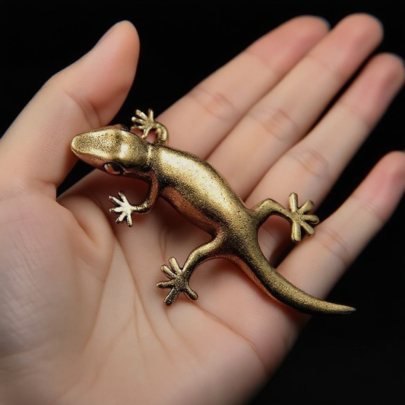 Home Office Tech Gadgets - Patung Kadal Gecko Retro Perunggu Buatan