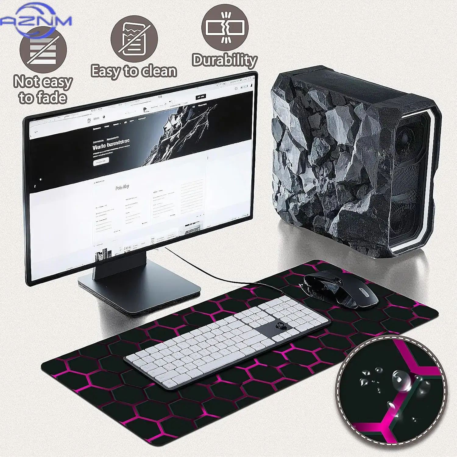 Alas Mouse Tech Pink Hex Grid  - Office Tech Setup ulasan dan harga