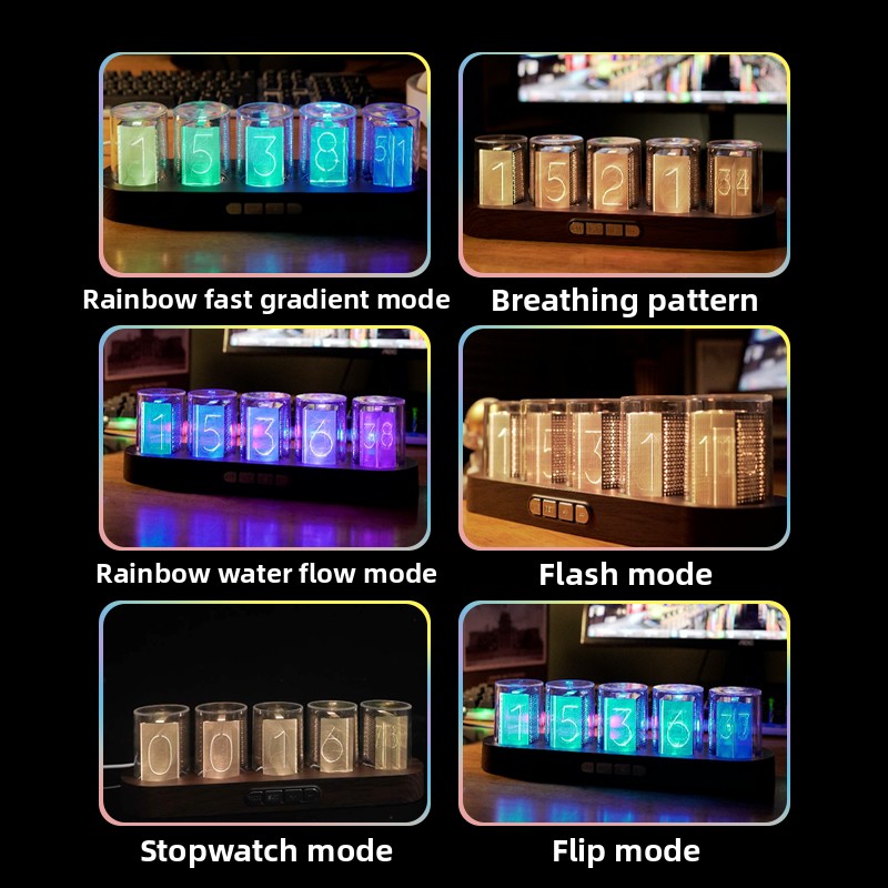 Jam LED Nixie Tube RGB untuk D - Office Tech Setup ulasan dan harga